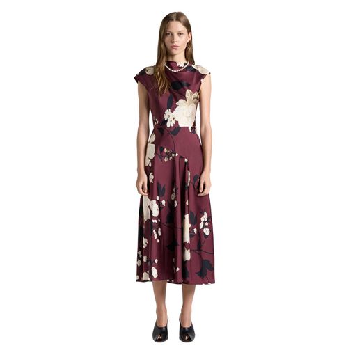 Cue Maroon Peony Draped Midi Dress